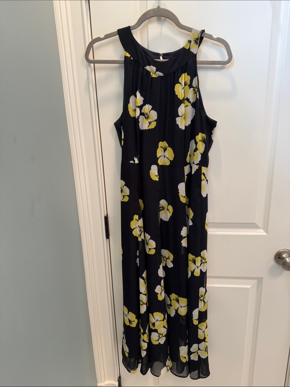 Tommy Hilfiger Black Maxi Dress with Yellow & White Floral Print